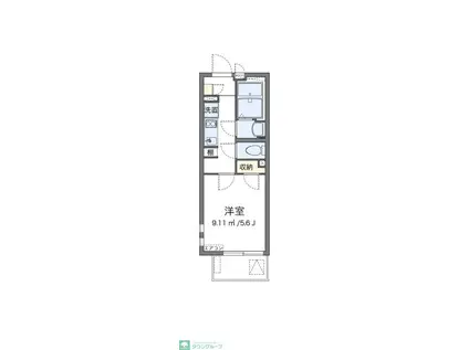 クレイノ弥生(1K/2階)の間取り写真