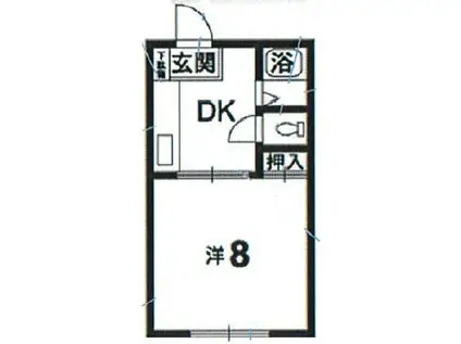 北村ハイツ(1DK/2階)の間取り写真