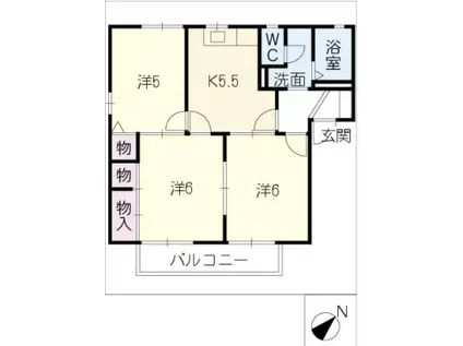 ディアス今枝B棟(3K/1階)の間取り写真