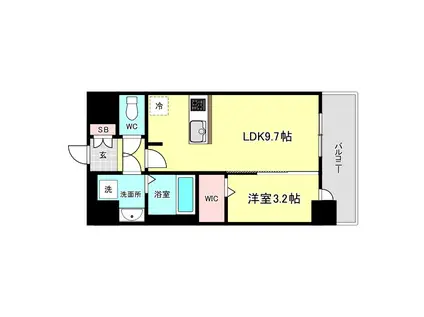 ミラージュパレス大阪ドームPROSPER(1LDK/2階)の間取り写真