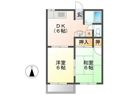 モンシャトー可児 B(2DK/2階)の間取り写真