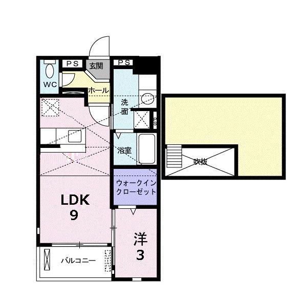 リバ・シティ夢咲II(1LDK/2階)の間取り写真