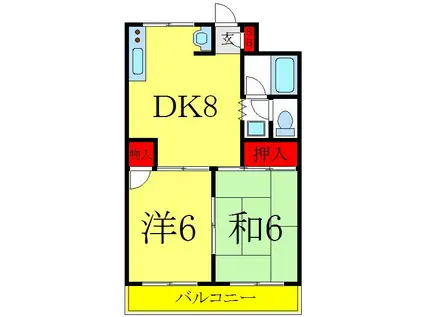サン・セイワ若木(2DK/1階)の間取り写真