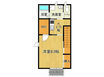 WOODSTOCK(1K/2階)の間取り写真