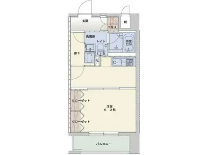 ヴィアーレ八幡三丁目(1DK/5階)の間取り写真