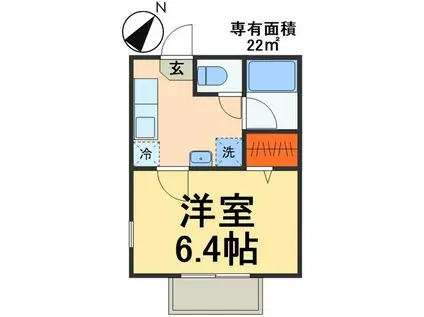 ラ・フォンテA3(1K/2階)の間取り写真