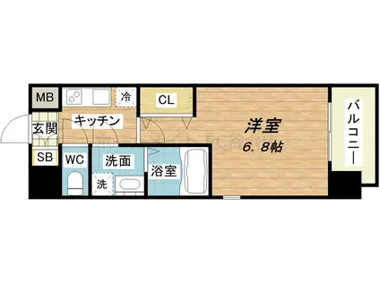 レジュールアッシュ玉造(1K/3階)の間取り写真