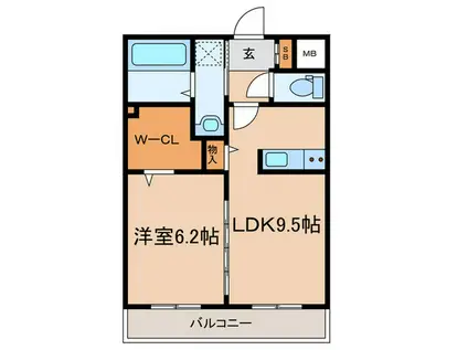 ディアコート立花(1LDK/1階)の間取り写真