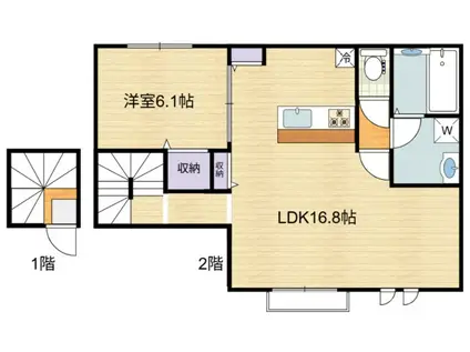 エルシオン狛江(1LDK/2階)の間取り写真