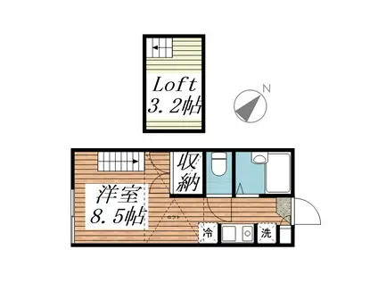 KビレッジII(ワンルーム/1階)の間取り写真