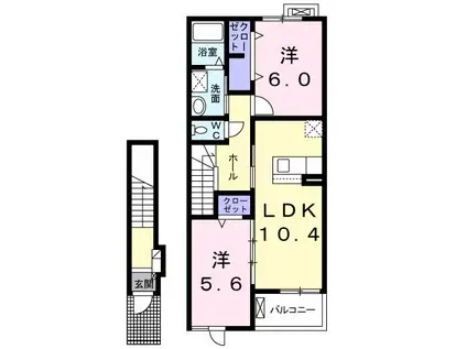 グランデ・ソーレ・F B(2LDK/2階)の間取り写真