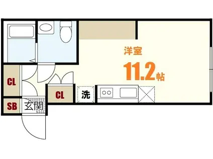 グランデール山本(ワンルーム/1階)の間取り写真