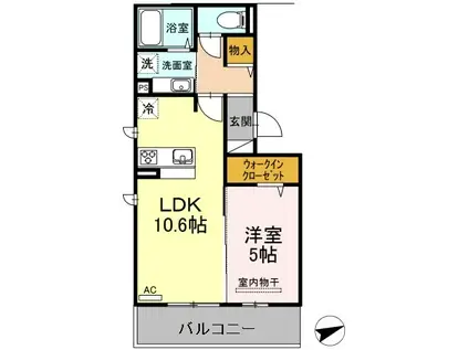 シャトーブリアン(1LDK/3階)の間取り写真