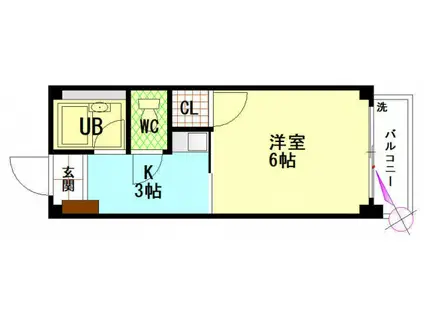 ビレッジ中央(1K/5階)の間取り写真