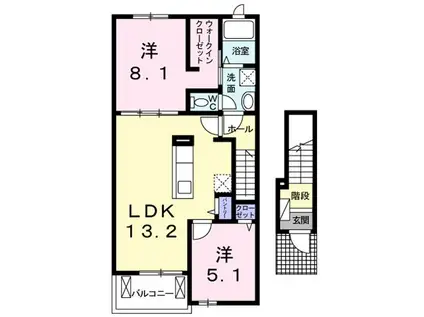 ＪＲ予讃線 宇多津駅 徒歩20分 2階建 築12年(2LDK/2階)の間取り写真