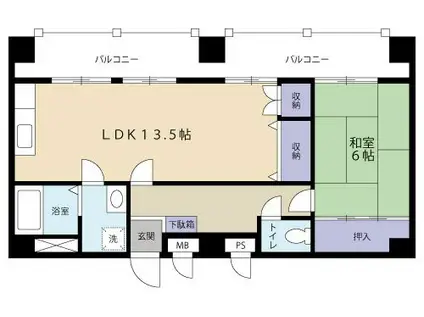 砂津ハイツ(1LDK/6階)の間取り写真