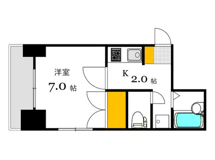 THE KAMINOBORI(1K/2階)の間取り写真