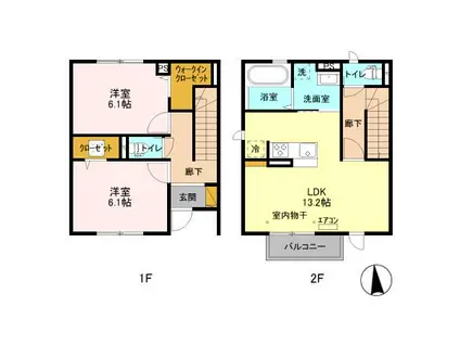 ドゥ・エール(2LDK/1階)の間取り写真