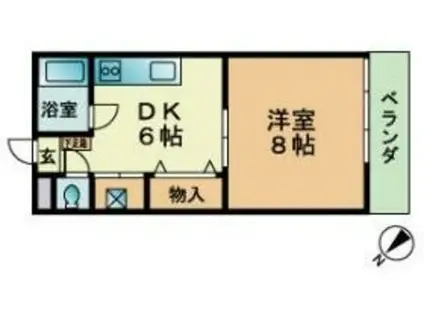 ことぶき荘(1DK/2階)の間取り写真