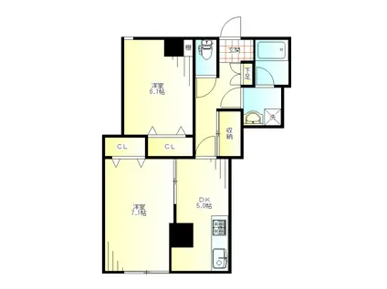 第7シンエイビル(2DK/1階)の間取り写真