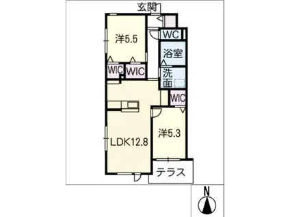 メゾン旭前(2LDK/1階)の間取り写真