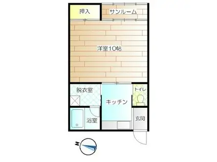 ハイムサイプレス(1K/2階)の間取り写真