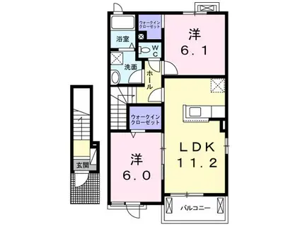 ソレイユ横島B(2LDK/2階)の間取り写真