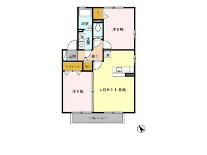 アプローズスクエア(2LDK/1階)の間取り写真