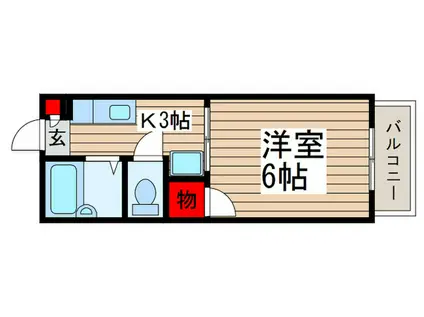 ハリーハック(1K/2階)の間取り写真