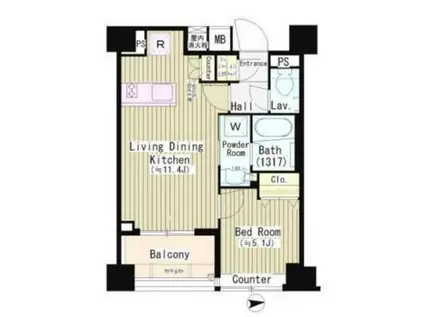 パークホームズ初台(1LDK/5階)の間取り写真