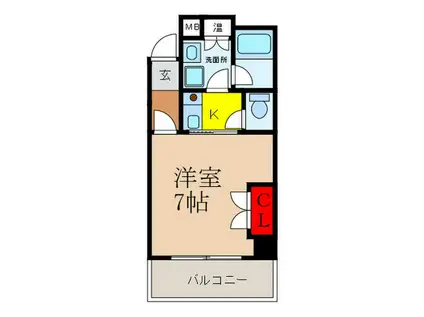 アスティオン城南(1K/2階)の間取り写真