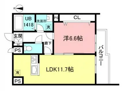 ガーデンヒルズ白鳥II(1LDK/1階)の間取り写真