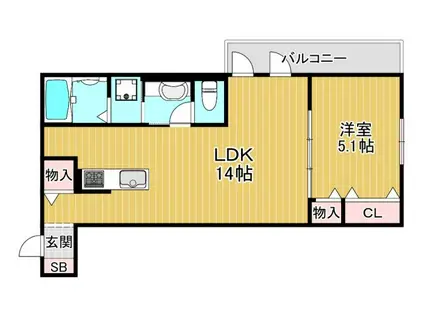 アイリス城北(1LDK/1階)の間取り写真