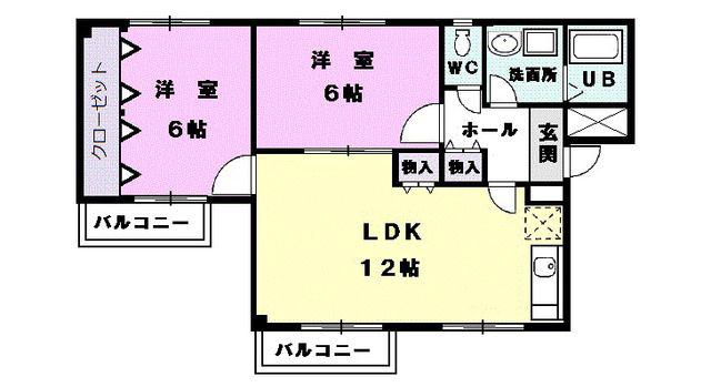 スターガーデン21(2LDK/2階)の間取り写真