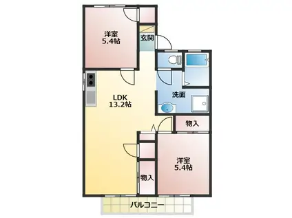 プロヴァンス美園(2LDK/1階)の間取り写真