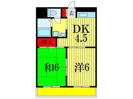 優企画ビル(2DK/6階)の間取り写真