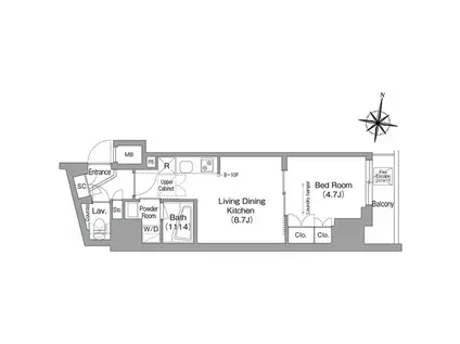 コンフォリア南品川(1LDK/5階)の間取り写真