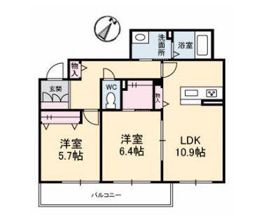 シャーメゾン宇多津 D棟(2LDK/3階)の間取り写真