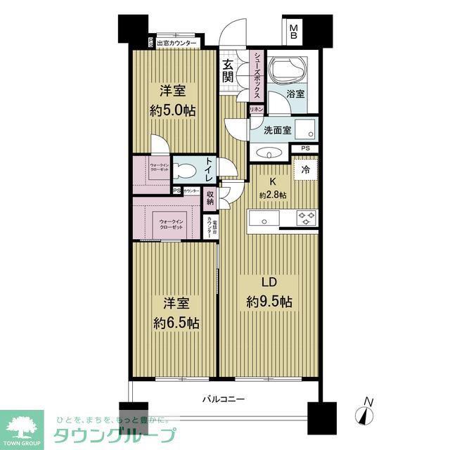 プラティーク クレイヴ(2LDK/11階)の間取り写真