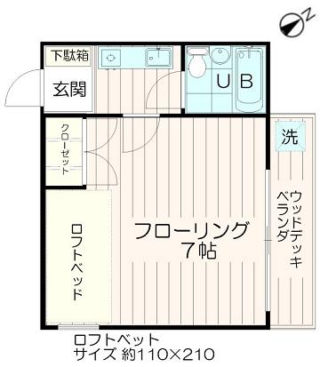 コートビレッジ桜ヶ丘PARTIIレジデンス(1K/2階)の間取り写真