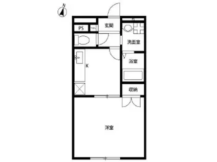 アムール琴II(1K/1階)の間取り写真