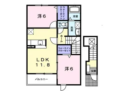 ソレイユコートC(2LDK/2階)の間取り写真