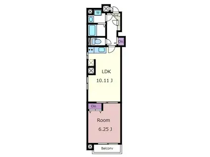 カーサからすやま(1LDK/3階)の間取り写真