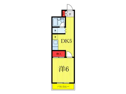 グリーンヒル(1DK/4階)の間取り写真