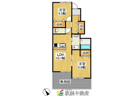 ノアース(2LDK/1階)の間取り写真
