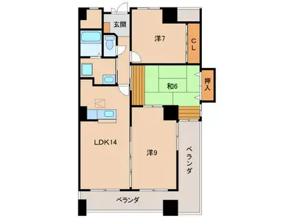 メープルヒル(3LDK/6階)の間取り写真