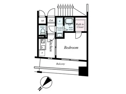 サヴォイザフォースフォー(1K/2階)の間取り写真