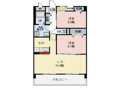 リヴェール末広II(2LDK/2階)の間取り写真