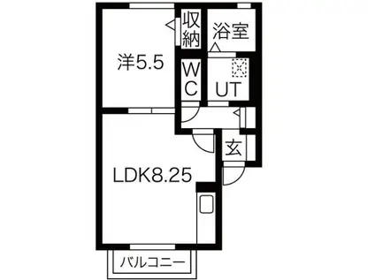 シャネル(1LDK/2階)の間取り写真