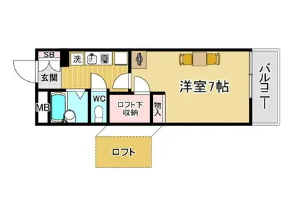 リブラレジデンス茨木(1K/2階)の間取り写真